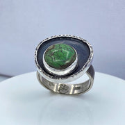 Hubei Turquoise Sterling Silver Modern Warped Circle Ring