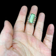 Labradorite Sterling Silver Pebble Ring on Finger Top View