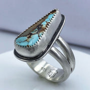 Royston Turquoise Sterling Silver Double Band Ring Side View Three Quarter View Right