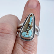 Royston Turquoise Sterling Silver Double Band Ring on Finger
