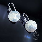 Sterling Silver Hammered Disc Earrings Closeup