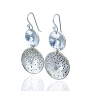 Sterling Silver Hammered and Distressed Disc Earrings three quarter view