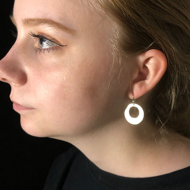 Sterling Silver Hoop Drop Earrings Small on Model