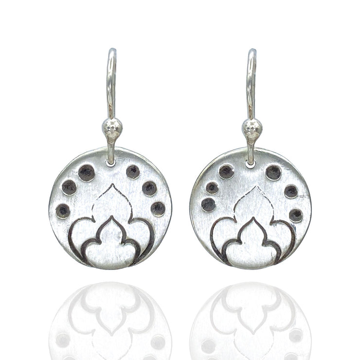 Sterling Silver Moroccan Stamped Disc Earrings