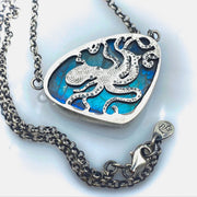 Blue Labradorite Sterling Silver Octopus Reversible Necklace Back
