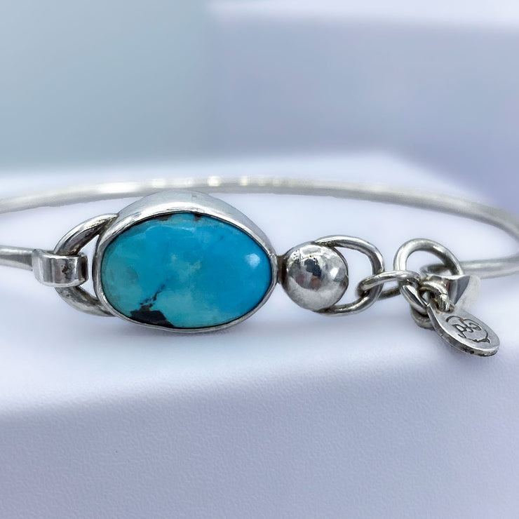 Fox Turquoise and Sterling Silver Bracelet Closeup