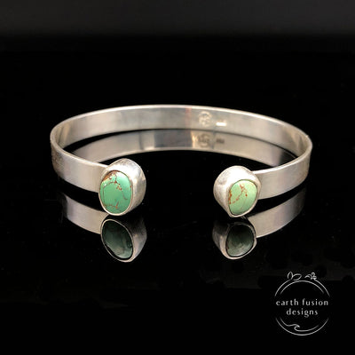 Green Turquoise Sterling Silver Reverse Cuff