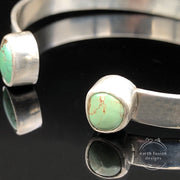 Green Turquoise Sterling Silver Reverse Cuff Closeup