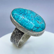 Hubei Turquoise Sterling Silver Statement Ring Left Side View