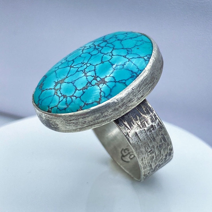 Hubei Turquoise Sterling Silver Statement Ring Right Side View