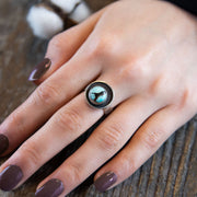 Hubei Turquoise Sterling Silver Shadow Ring