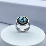 Hubei Turquoise Sterling Silver Shadow Ring Front