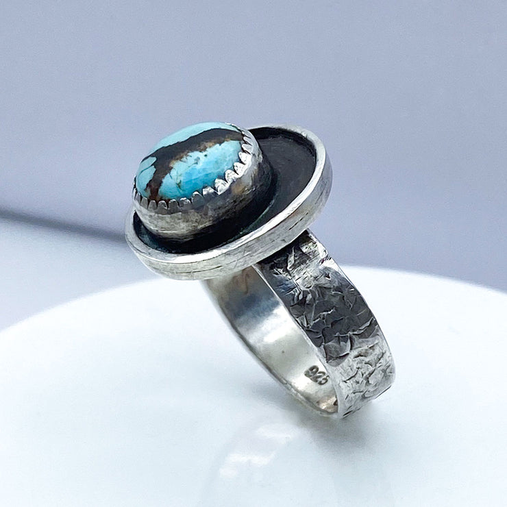 Hubei Turquoise Sterling Silver Shadow Ring Right Side