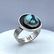 Hubei Turquoise Sterling Silver Shadow Ring Left Side