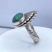 Hubei Turquoise Sterling Silver Double Shell Ring Right Side View