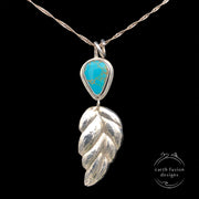 Kings Manassa Turquoise and Sterling Silver Repoussé Leaf Pendant
