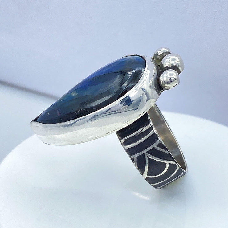 Labradorite and Sterling Silver Paisley Ring Right Side