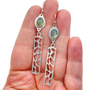 Labradorite Sterling Silver Pebble Mesh Earrings size comparison to hand