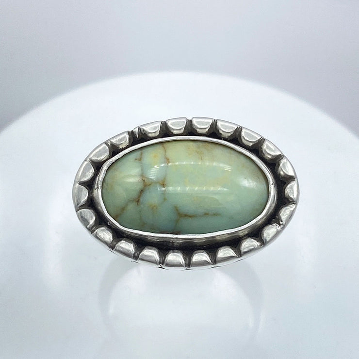 Nevada Silver Peak Variscite Halo Ring Top