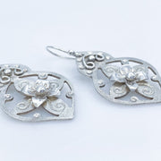 Pierced Floral Arabesque Sterling Silver Earrings Closeup of flowers