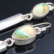 Turquoise and Sterling Silver Bar Earrings Closeup