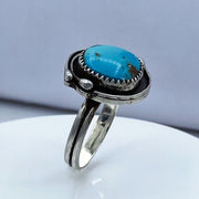 Royston Turquoise Sterling Silver Birds Nest Ring Left Side