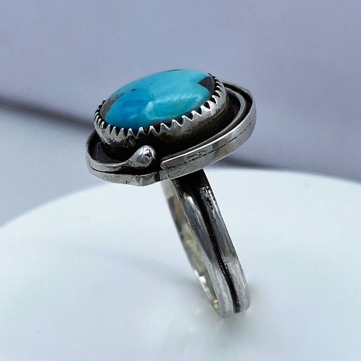 Royston Turquoise Sterling Silver Birds Nest Ring Right Side