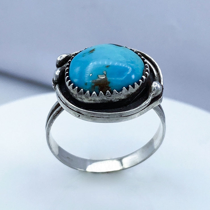Royston Turquoise Sterling Silver Birds Nest Ring Front