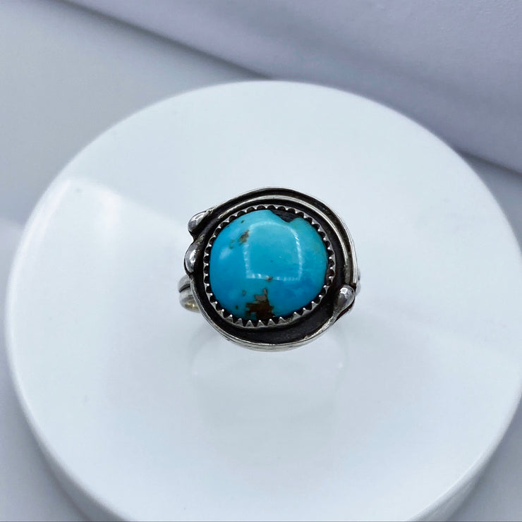 Royston Turquoise Sterling Silver Birds Nest Ring Top