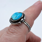 Royston Turquoise Sterling Silver Birds Nest Ring on Finger Side View