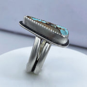Royston Turquoise Sterling Silver Double Band Ring Side View Left Side