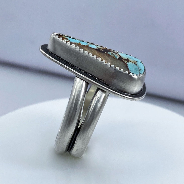 Royston Turquoise Sterling Silver Double Band Ring Side View Left Side