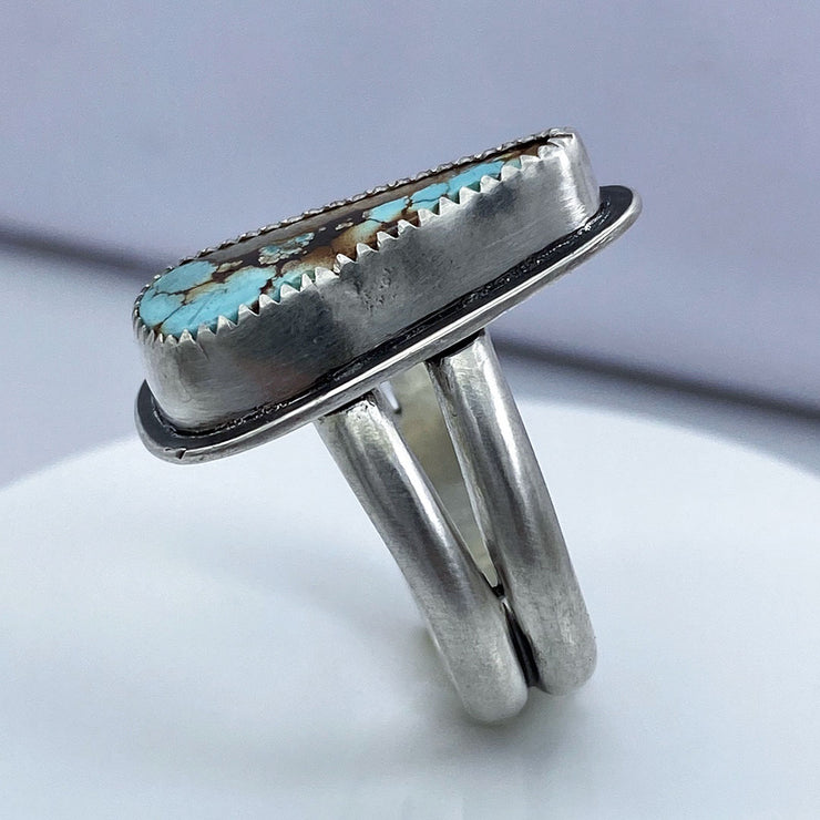 Royston Turquoise Sterling Silver Double Band Ring Side View Right Side