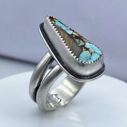 Royston Turquoise Sterling Silver Double Band Ring Three Quarter View