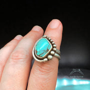 Royston Turquoise Sterling Silver Bead Half Orbit Ring on Finger