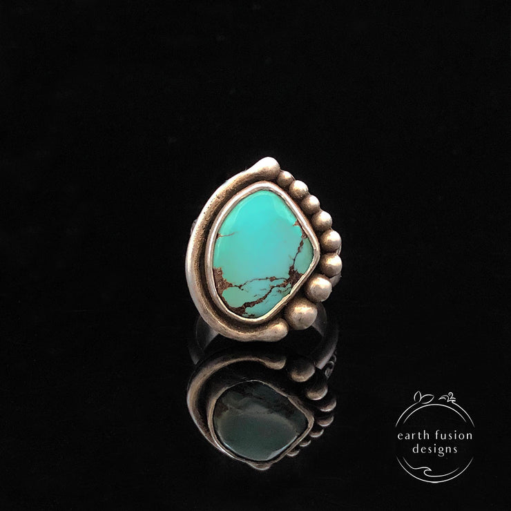 Royston Turquoise Sterling Silver Bead Half Orbit Ring