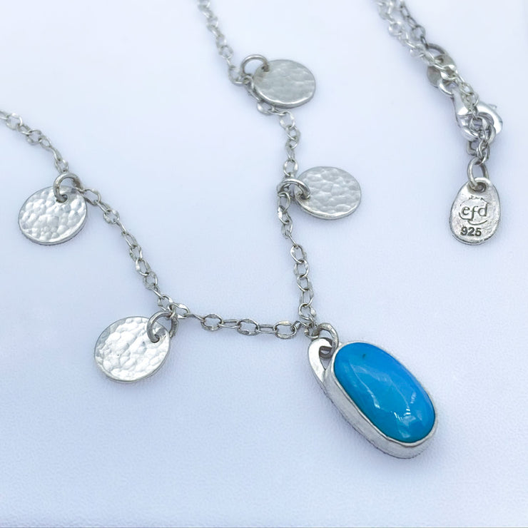 Sleeping Beauty Turquoise Sterling Silver Medallion Necklace