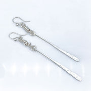 Sterling Silver Paddle Bar Earrings with Beads Size Medium laying diagonal