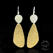 Textured Sterling Silver and Hammered Brass Abstract Earrings
