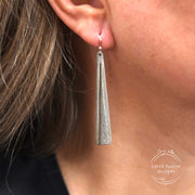 Sterling Silver Double Triangle Earrings on Model