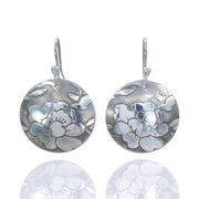 Sterling-Silver-Floral-Textured-Domed-Medallion-Earrings
