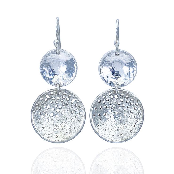 Sterling Silver Hammered and Distressed Disc Earrings