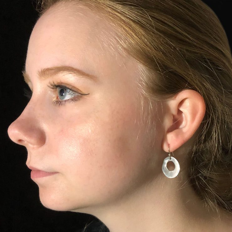 Sterling Silver Hoop Drop Earrings Medium on Model