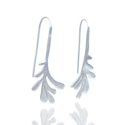 Sterling Silver Modern Leaf Threader Earrings three quarter view