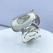 Sterling Silver Modern Freeform Circles Adjustable Ring Right Side
