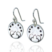 Sterling Silver Moroccan Stamped Disc Earrings three quarter view