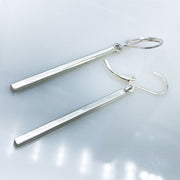 Sterling Silver Modern Stick Earrings leverback open