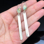 Turquoise and Sterling Silver Bar Earrings Size Comparison to Hand