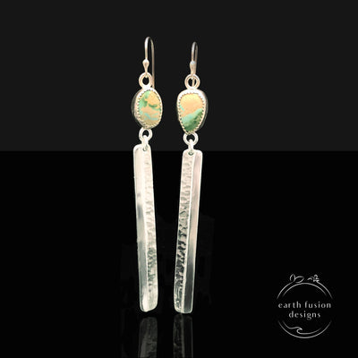 Turquoise and Sterling Silver Bar Earrings