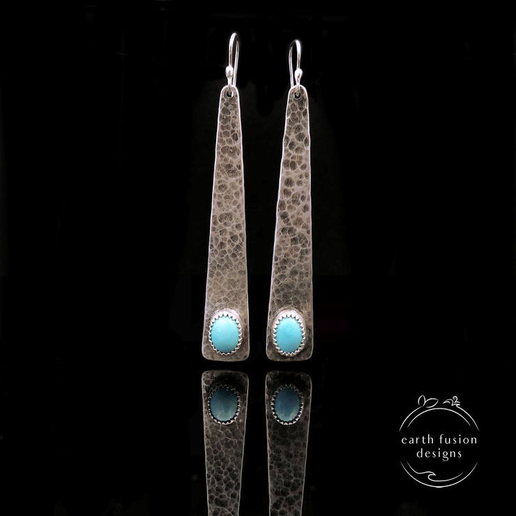 Turquoise Sterling Silver Triangle Earrings
